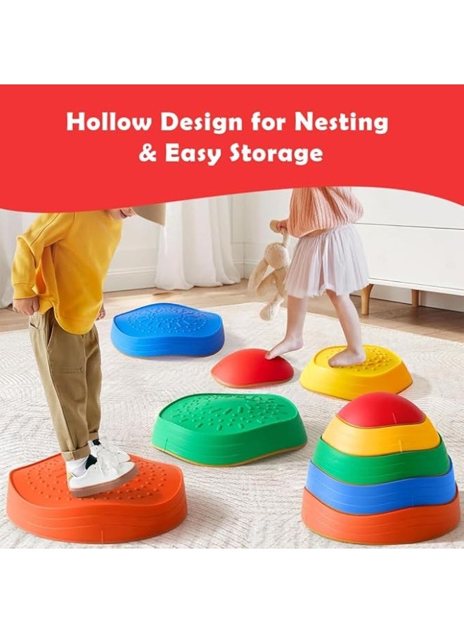 abley's Therapeutic Stepping Stones Balance Set, Rainbow Colors, 5-Piece Stackable Sensory Training System for Kids, Indoor Active Play - Image 5